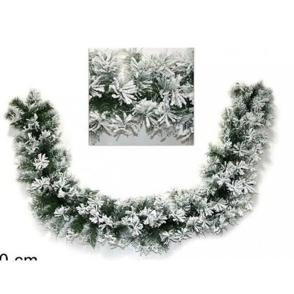 Ghirlanda Natalizia di Pino Sintetico Innevata 2,00 mt Ø...