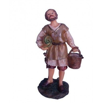 Statuina Pastore per Presepe Uomo con Secchio h 12