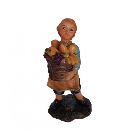 Statuina Pastore per Presepe Ragazzo con Cesta h 12