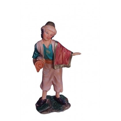 Statuina Pastore per Presepe Mercante con Tappeto h 12 cm