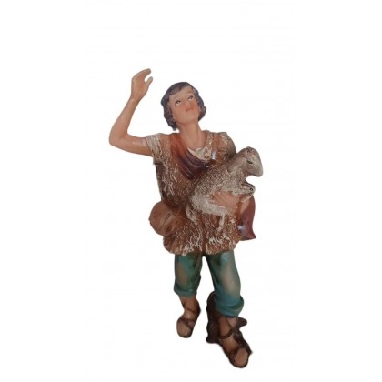 Statuina Pastore per Presepe Pastore con Pecorella h 12 cm