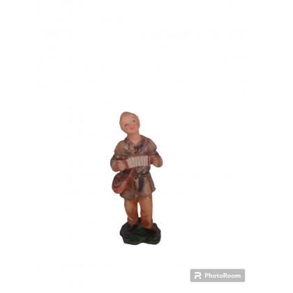 Statuina Pastore per Presepe Bimbo con Organetto h 12 cm