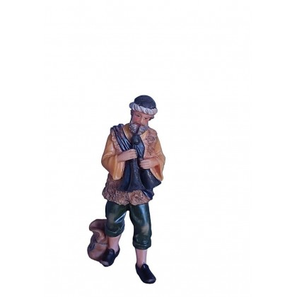 Statuina Pastore per Presepe Musicista con Cornamusa h 12 cm