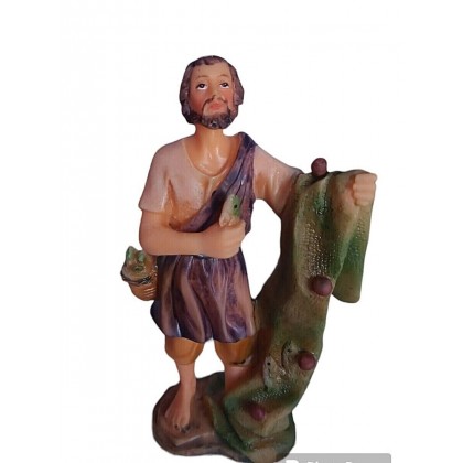 Statuina Pastore per Presepe Pescatore con Rete h 12 cm