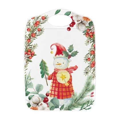 Tagliere in Porcellana 26x22cm decoro pupazzo di neve