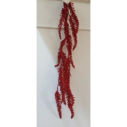 Decorazione Natalizia Stelo Fiori Pendente Glitter Rosso,...