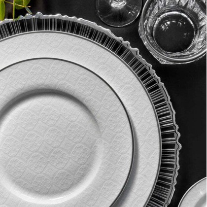 Servizio piatti per 6 persone 18 pezzi Nina filo platino...