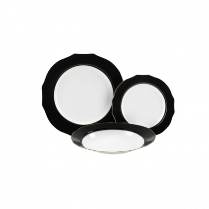 Servizio per 6 Persone 18 pezzi Vivienne Nero-Oro in...