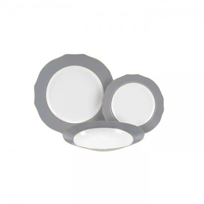 Servizio per 6 Persone 18 pezzi Vivienne Grigio-Oro in...