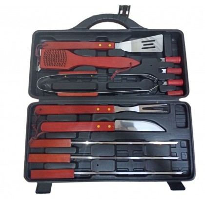 Set Barbecue 12 pezzi Acciaio e Legno