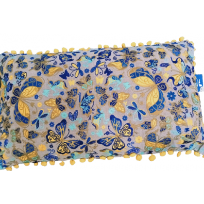 Cuscino rettangolare 35x60 cm con ricamo farfalle cotone...