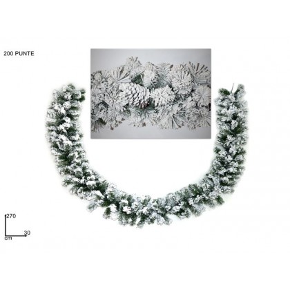 Ghirlanda Natalizia di Pino Sintetico Innevata 2,70 mt Ø...