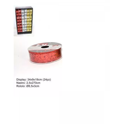 Nastro con Paillettes colore Rosso 2,5 x 270 cm