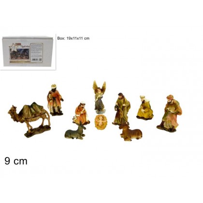 Natività Resina 9 cm completa 10 pezzi
