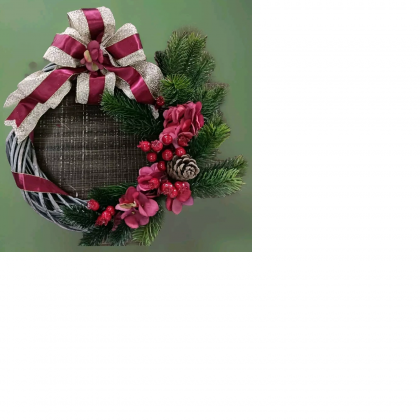 Ghirlanda/Dietroporta Natalizio Bacche rosse e fiori...