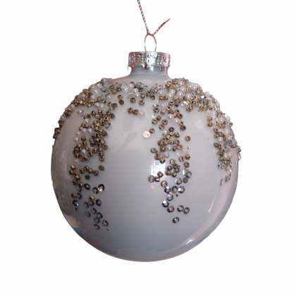 Pallina di natale in vetro bianca bianca Ø 10 cm decoro...