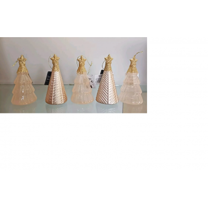 Decorazione Natalizia In Vetro Forma Albero 5 Pezzi Decoris