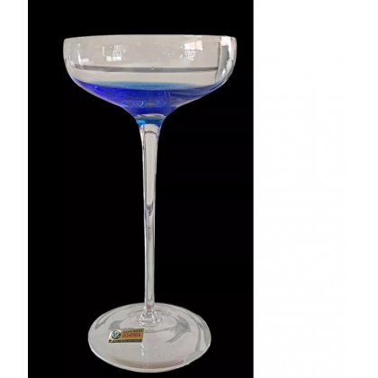 6 Calici Coppe Spumante Cristallo Bohemia Sfumature Blu