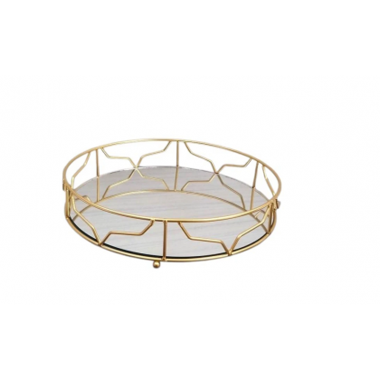 Vassoio in Metallo Oro Specchio Rotondo diametro 30 cm
