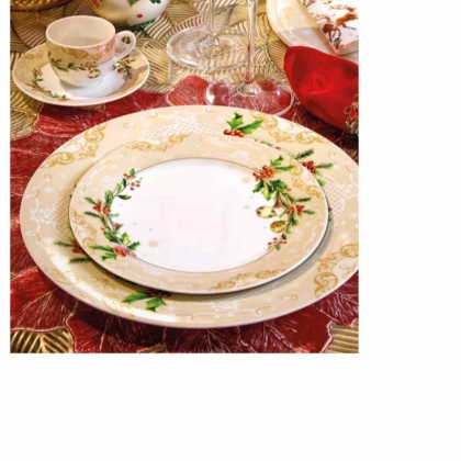 Servizio Piatti Natale18 Pezzi Porcellana Agrifoglio