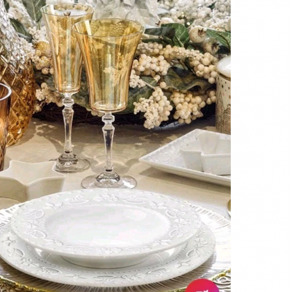 Servizio Piatti Natale18 Pezzi Porcellana XMas White