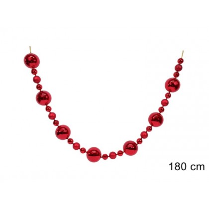 Ghirlanda Natalizia di Palline colore Rosso180 cm