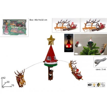 Puntale per Albero di Natale rotante Slitta Babbo Natale...