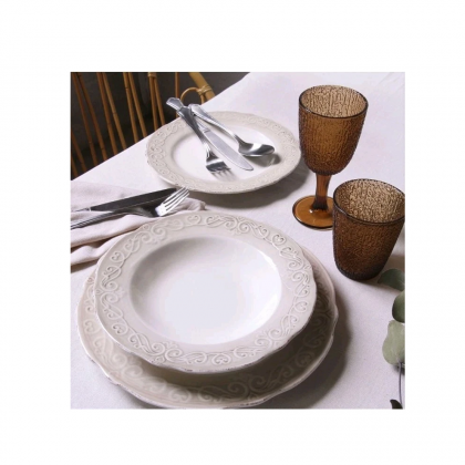 Servizio Piatti 18 Pezzi Cozy Stoneware Beige Tognana