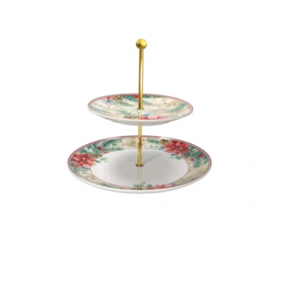 Alzata Sinfonia 2 Ripiani per Dolci e Salato in Porcellana