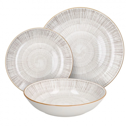 Servizio Piatti 18 Pezzi modello Virtuo Beige Porcellana...