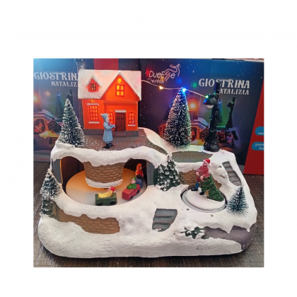 Giostrina natalizia con luci, movimento, 23,5 x 16 x h 17 cm