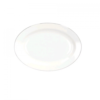 Piatto Ovale Metropolis Filo Platino, Porcellana Bianca...