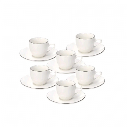 6 Tazzine Caffè Metropolis Filo Platino, Porcellana...