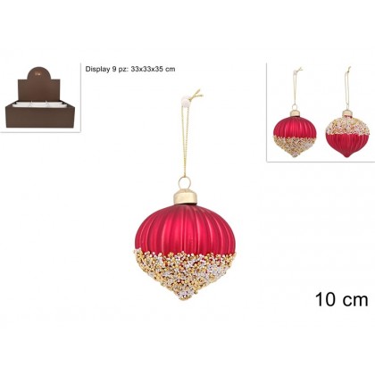 Pallina di Natale in Vetro decoro con perline 10 cm...