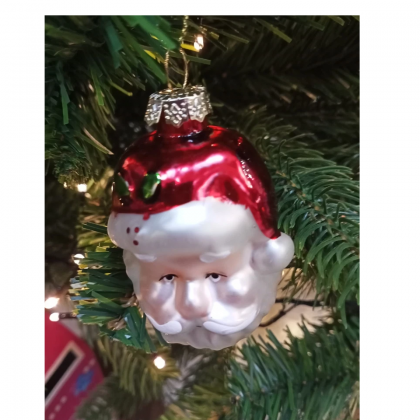 Appendino in Vetro Testa Babbo Natale h 8 cm