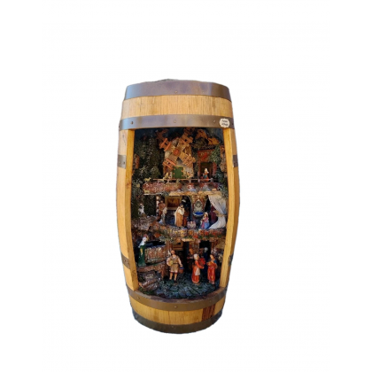 Presepe artigianale in una Botte di Legno Personaggi e...
