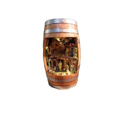 Presepe artigianale in Botte di Legno Vintage con...