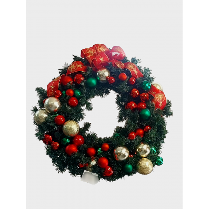 Ghirlanda natalizia tonda Rosso-Verde-Oro Ø 75 cm molto...