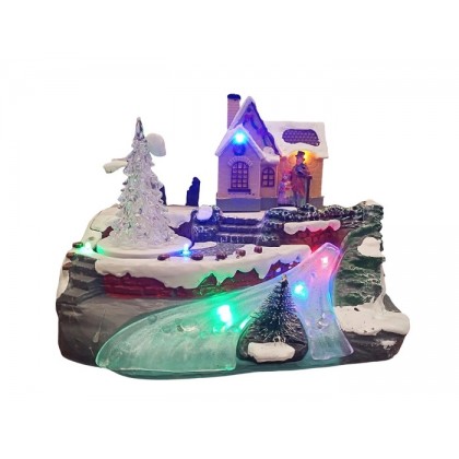 Giostrina natalizia con luci, movimento, 21 x 11 x h 15 cm