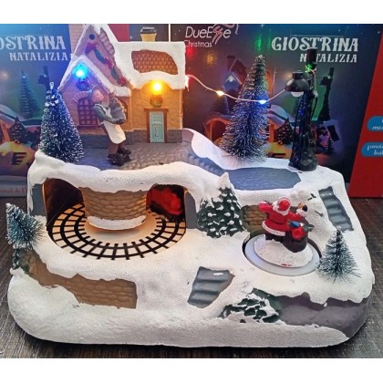 Giostrina natalizia con luci, movimento, 23,5 x 16 x h 17 cm