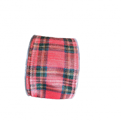 Nastro Decorativo Tessuto Scozzese Rosso Lamé 7 x 100 cm