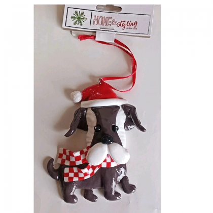 Appendino Cagnolino con Cappellino natale Rosso