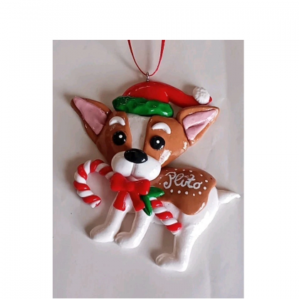 Appendino Cagnolino con Cappellino natale Rosso