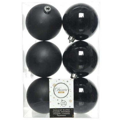 6 Palline in PVC Infrangibili colore Nero lucido-opaco