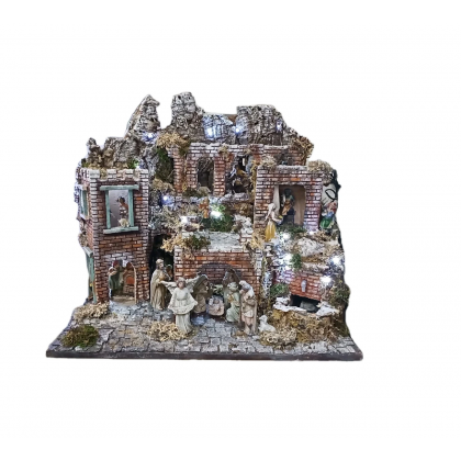 Presepe artigianale Innevato con Personaggi h12cm-Luci...