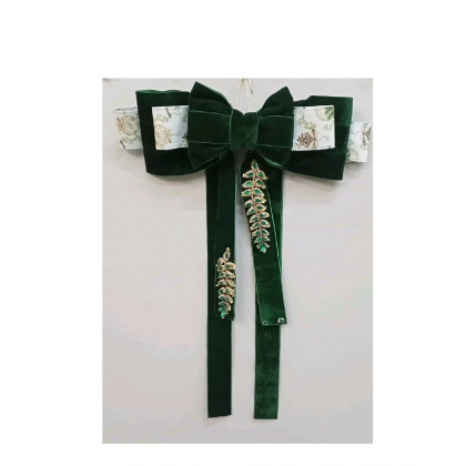 Fiocco Natalizio in Velluto Verde con applicazioni colore...