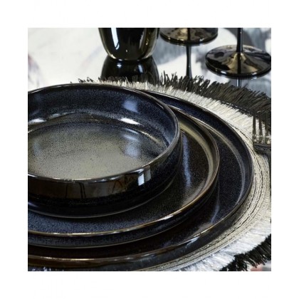 Servizio Piatti 18 Pezzi per 6 Persone Biscuit Nero Fade