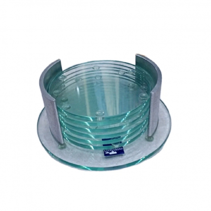 Set 6 Sottobicchieri rotondi in Vetro completo di...