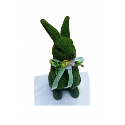 Decorazione Pasqua Coniglio floccato Velvet colore Verde