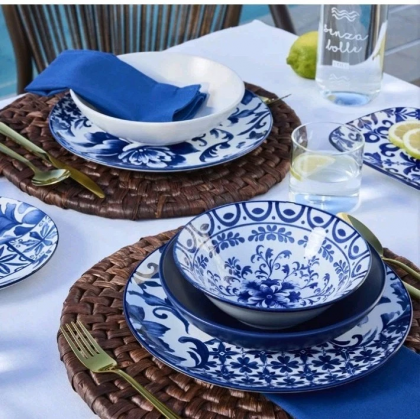 Pasta Bowl Ø27 cm Madison Ortigia Blu-Bianco Tognana